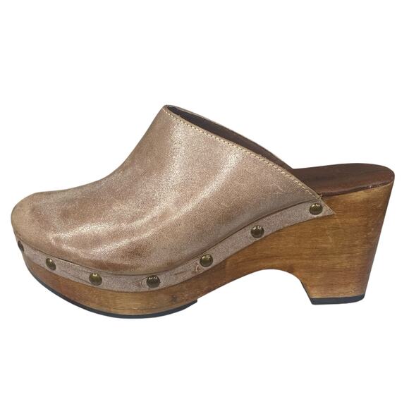 Cordani Women’s Zorba Tan Distressed Leather Wooden Clog Size 37 US 6.5 - Picture 3 of 12